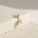 Caellia freshwater double pearl stud earrings in 925 sterling silver.