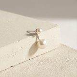 Caellia freshwater double pearl stud earrings in 925 sterling silver.