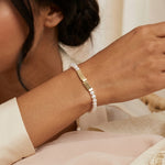 Editorial on-model image - Catbird-inspired - Caellia 14K Gold Dainty Chain Freshwater Pearl Bracelet