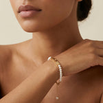 Editorial on-model image - Caellia 14K Gold Dainty Chain Freshwater Pearl Bracelet