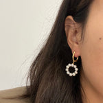 Pearl Circle Dangle Earrings - Gold Plated Sterling Silver Hoops, Birthday Gift