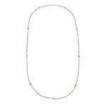 Caellia sterling silver chain necklace featuring evenly spaced freshwater pearls.