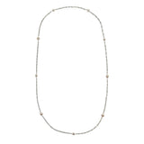 Caellia sterling silver chain necklace featuring evenly spaced freshwater pearls.