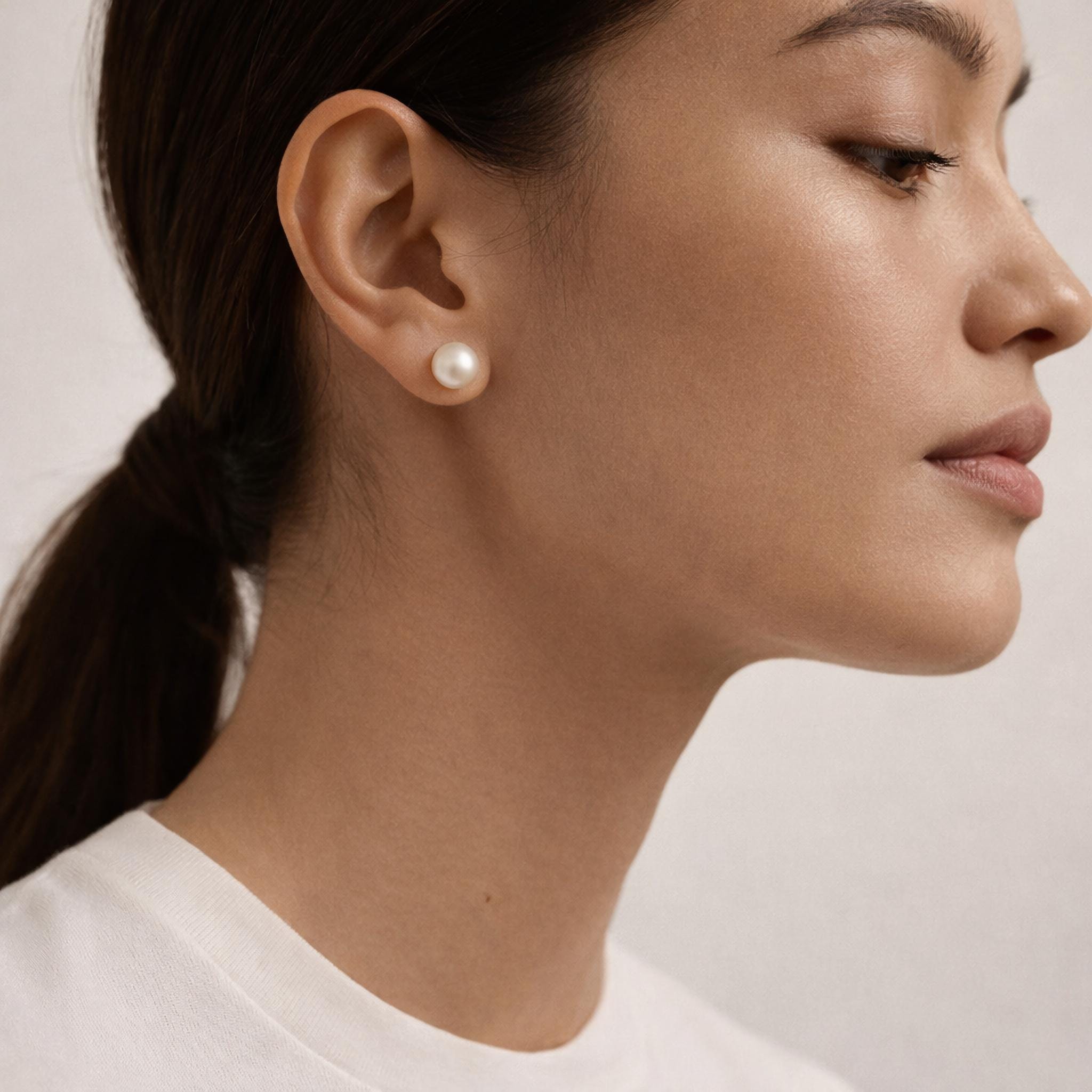Hypoallergenic nickel free pearl studs for sensitive ears