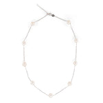 Caellia 14K gold dainty necklace featuring multiple freshwater pearls on a delicate chain.