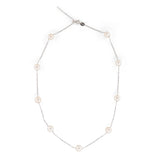 Caellia 14K gold dainty necklace featuring multiple freshwater pearls on a delicate chain.