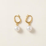 Water Resistant Pearl Hoop Earrings - Gold or Silver Freshwater Pearl Hoops, Summer Travel Gift