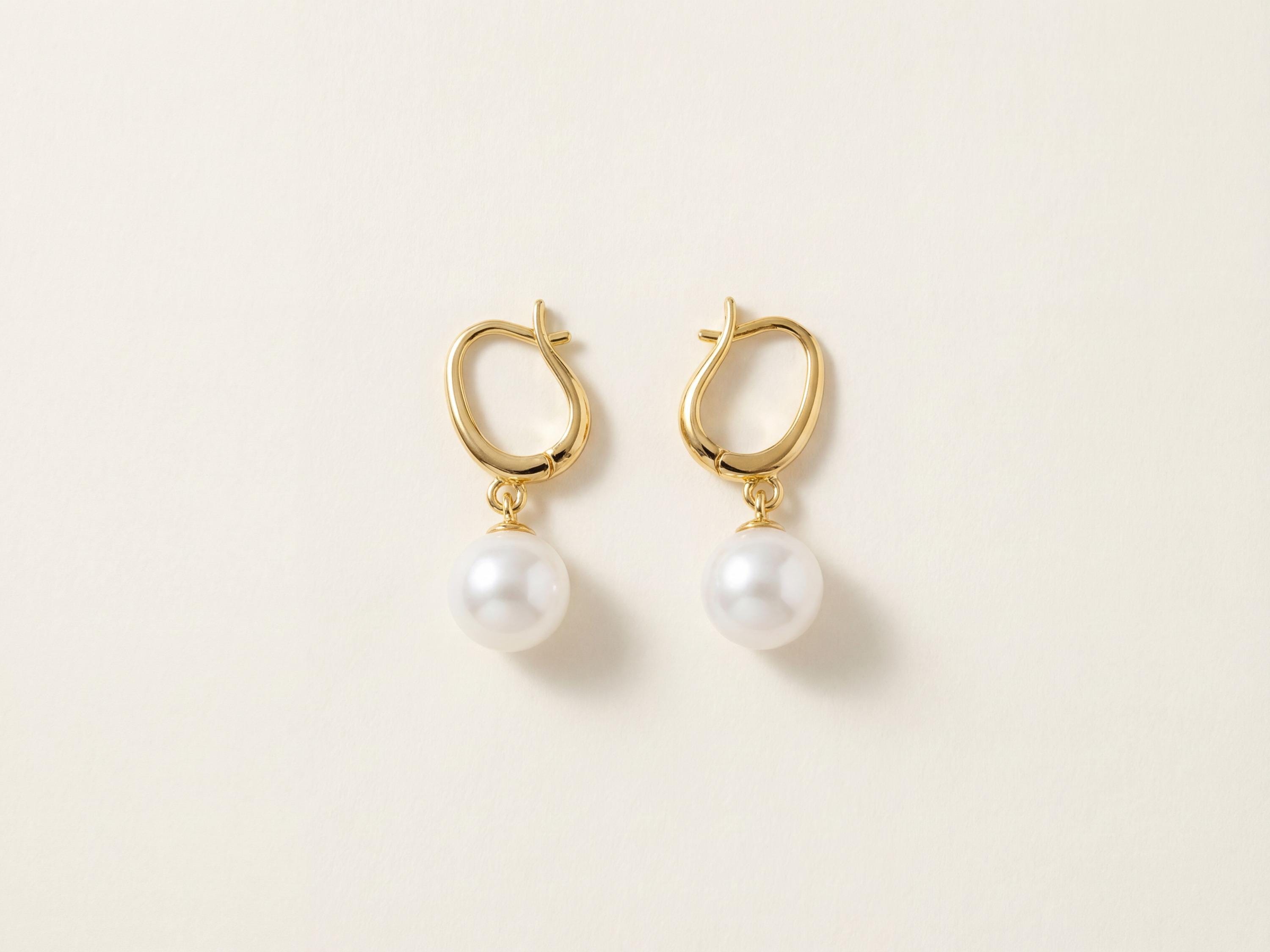 Water Resistant Pearl Hoop Earrings - Gold or Silver Freshwater Pearl Hoops, Summer Travel Gift