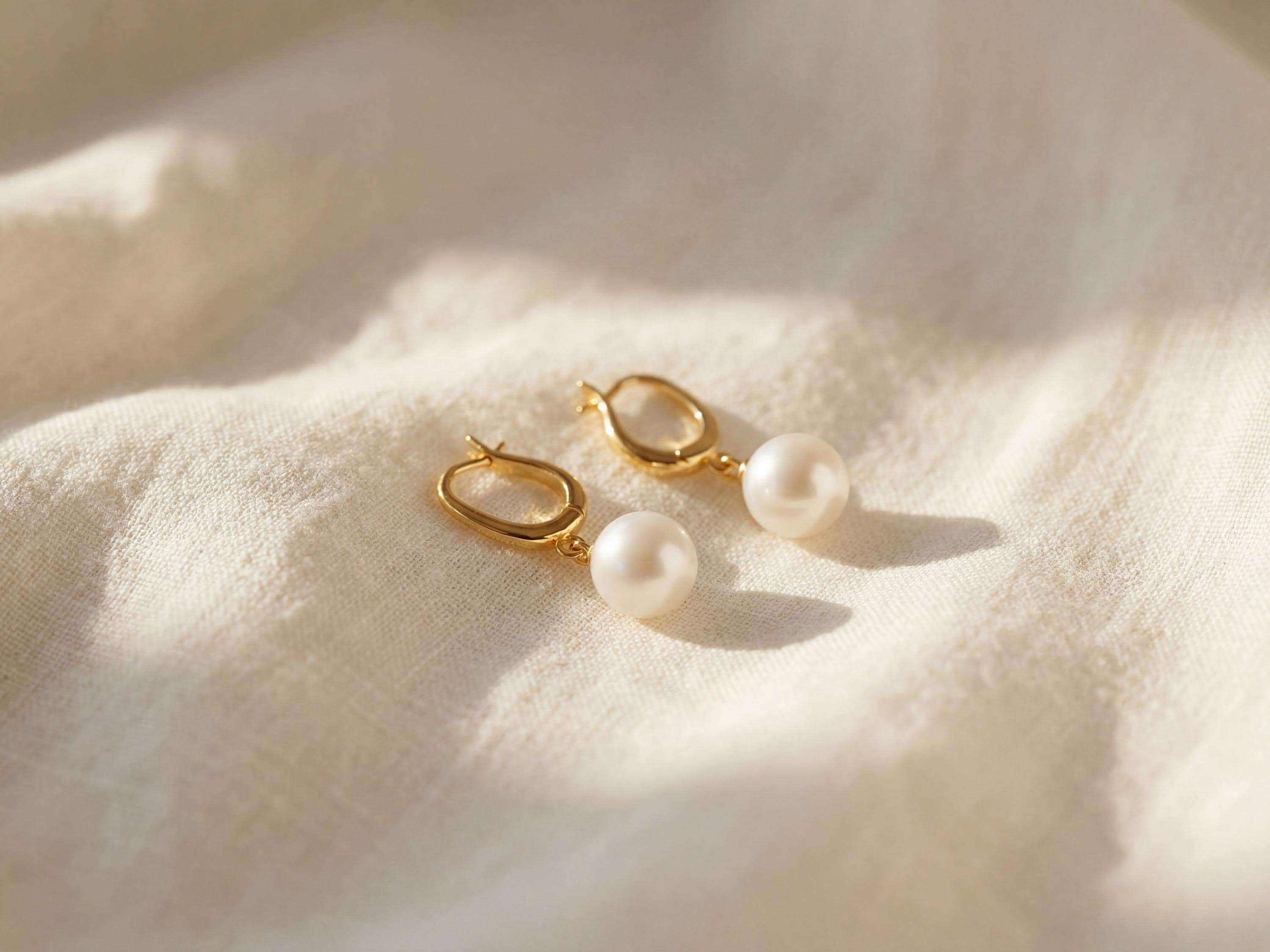 Water Resistant Pearl Hoop Earrings - Gold or Silver Freshwater Pearl Hoops, Summer Travel Gift