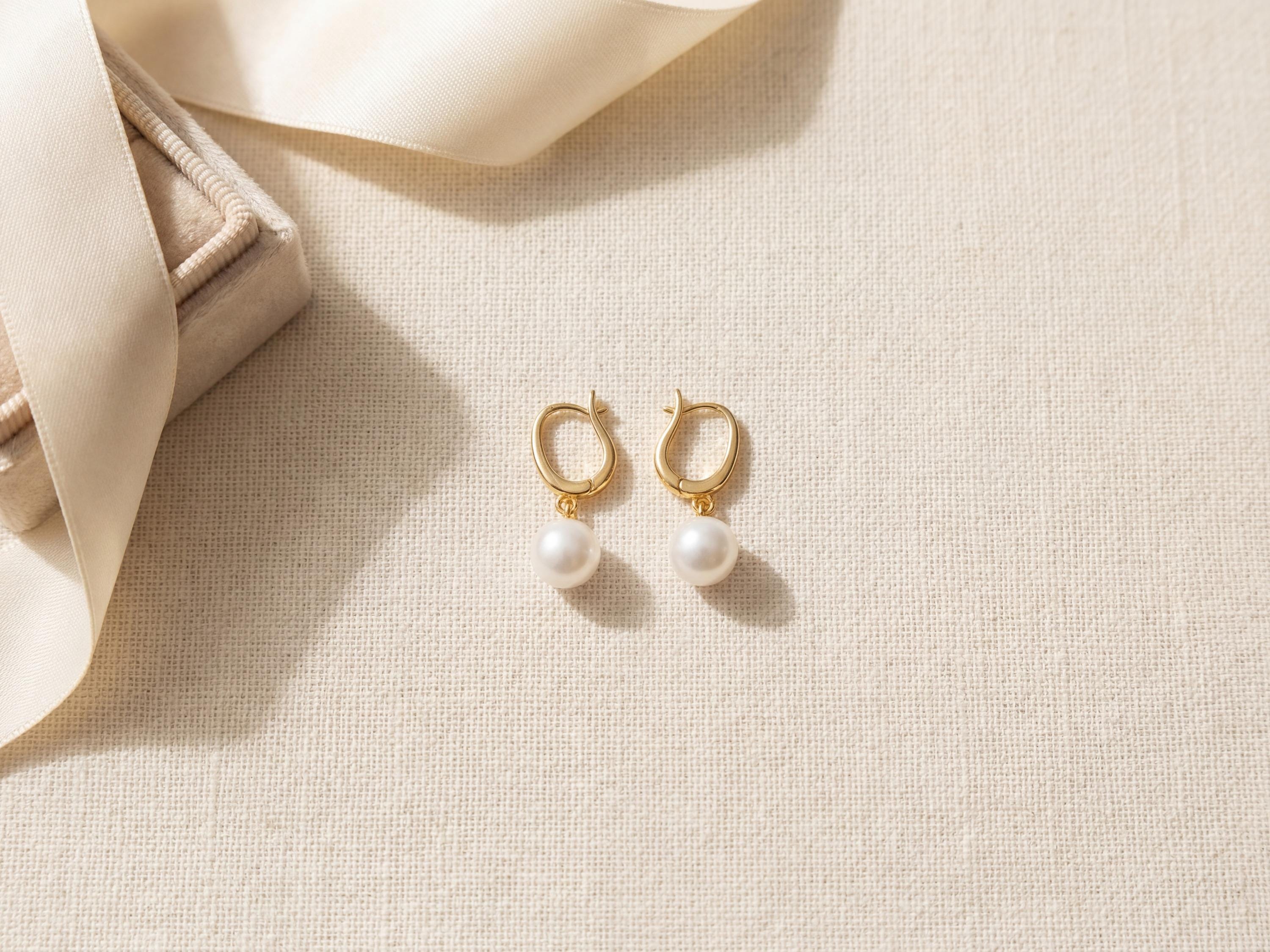 Pearl earrings listing image - Flat lay for listing gallery