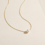 Edison Pearl Necklace - 18K Gold Chain, Large Freshwater Pearl Bridal Gift for Her