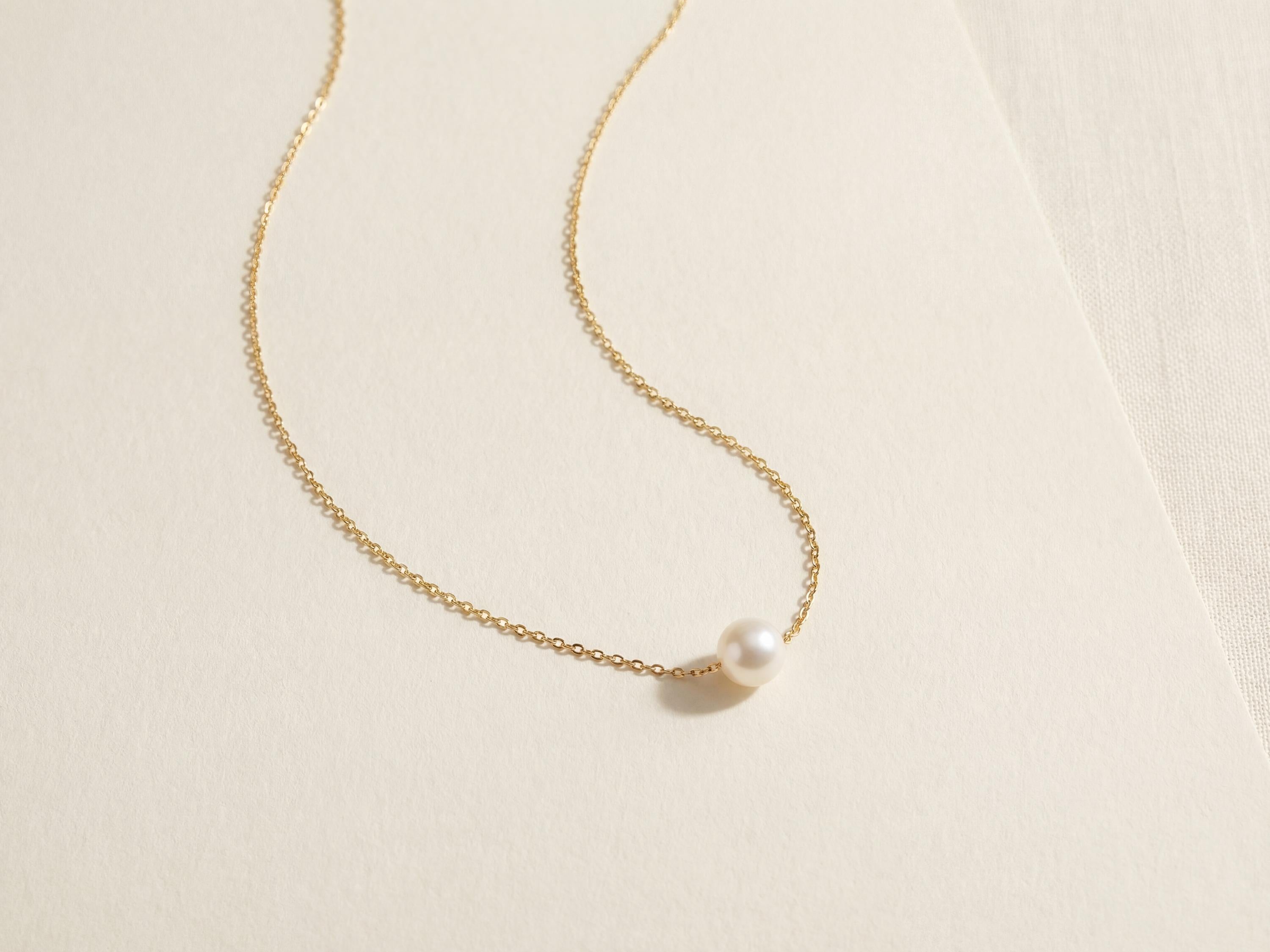 Edison Pearl Necklace - 18K Gold Chain, Large Freshwater Pearl Bridal Gift for Her