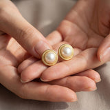 Gold Plated Freshwater Pearl Earrings: Minimalist Wedding Jewelry