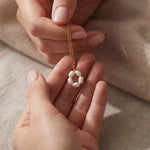 Freshwater Pearl Flower Necklace: Gold Plated Minimalist Jewelry
