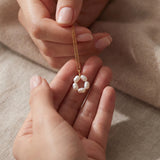 Freshwater Pearl Flower Necklace: Gold Plated Minimalist Jewelry