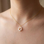 Freshwater Pearl Flower Necklace: Gold Plated Minimalist Jewelry