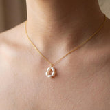 Freshwater Pearl Flower Necklace: Gold Plated Minimalist Jewelry