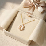 Freshwater Pearl Flower Necklace: Gold Plated Minimalist Jewelry