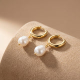 Baroque Pearl Hoop Earrings - Gold Plated or Sterling Silver, Freshwater Pearl Bridal Gift
