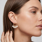 Freshwater Pearl Stud Earrings - Gold Plated Sterling Silver Dreamcatcher Studs, Boho Gift for Her