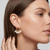 Freshwater Pearl Stud Earrings - Gold Plated Sterling Silver Dreamcatcher Studs, Boho Gift for Her