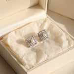Sterling Silver Freshwater Pearl Stud Earrings: Diamond Square Design
