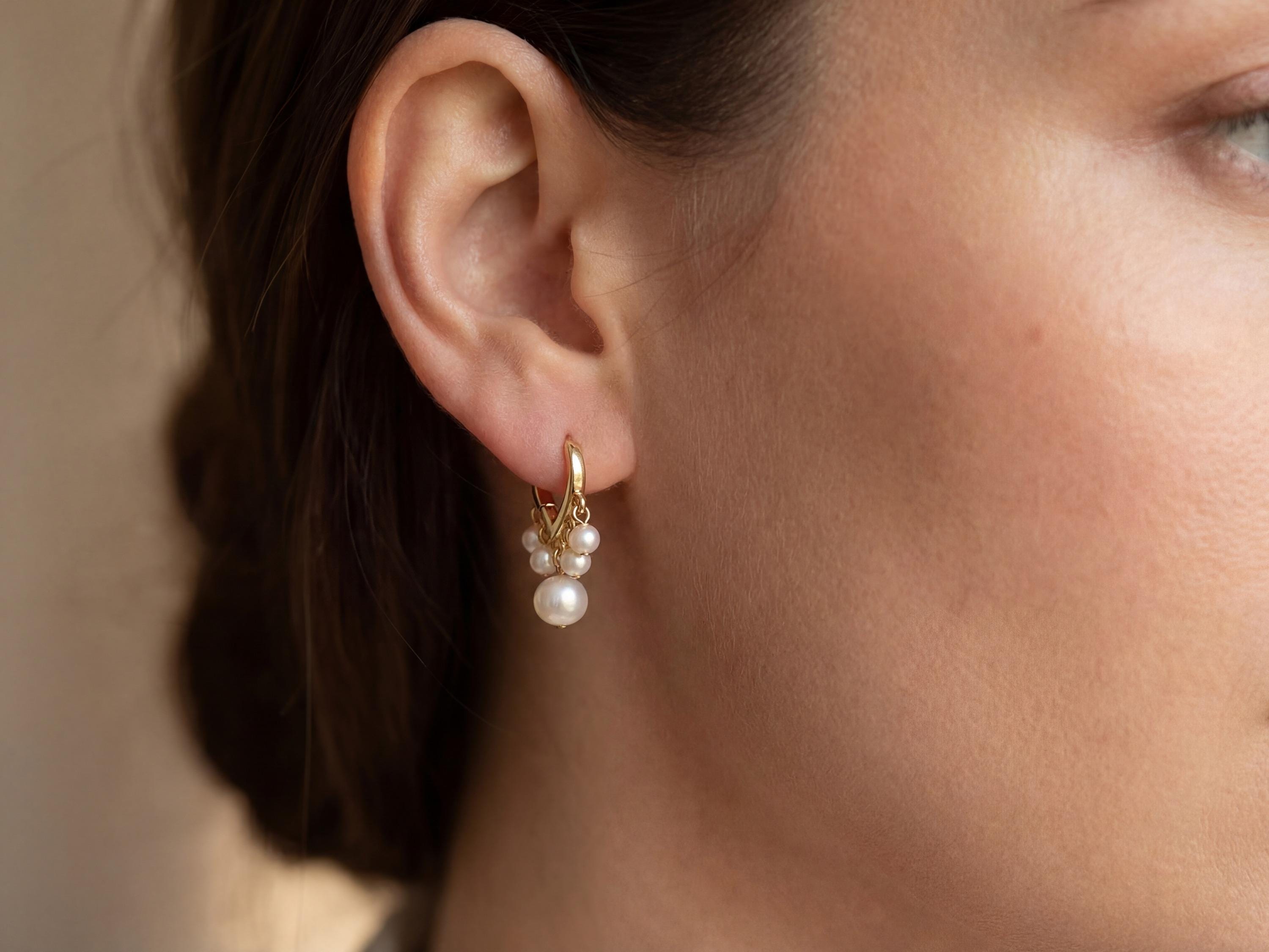 Pearl earrings listing image - On-ear lifestyle crop