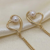 18K Gold Plated Heart Freshwater Pearl Dangle Earrings – Romantic Anniversary Gift