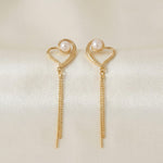 18K Gold Plated Heart Freshwater Pearl Dangle Earrings – Romantic Anniversary Gift