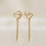 18K Gold Plated Heart Freshwater Pearl Dangle Earrings – Romantic Anniversary Gift