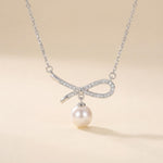 Dainty Freshwater Pearl Pendant Necklace: Coquette Bridal Jewelry