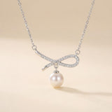Dainty Freshwater Pearl Pendant Necklace: Coquette Bridal Jewelry