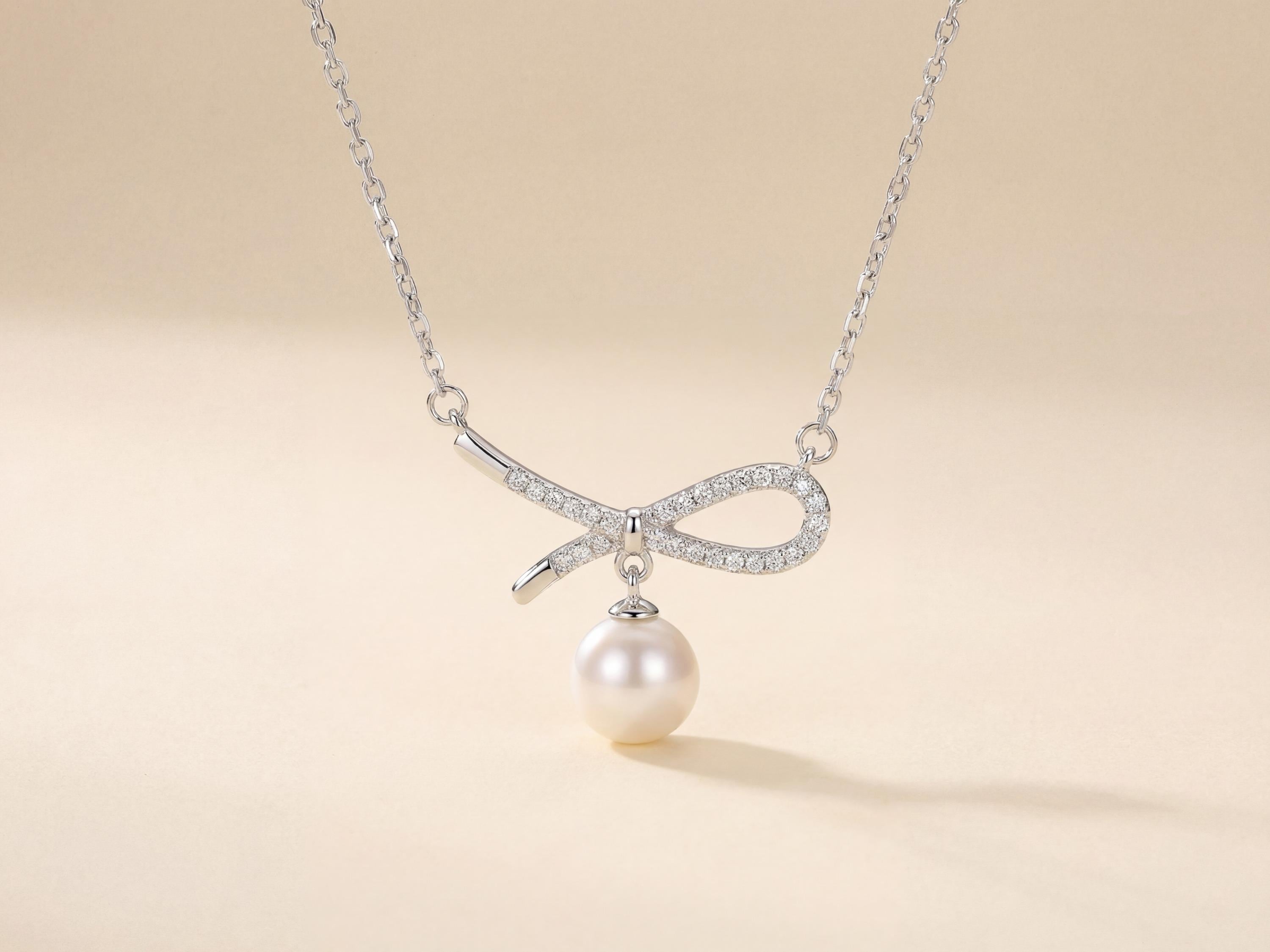 Dainty Freshwater Pearl Pendant Necklace: Coquette Bridal Jewelry