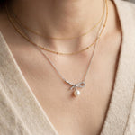 Dainty Freshwater Pearl Pendant Necklace: Coquette Bridal Jewelry