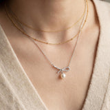 Dainty Freshwater Pearl Pendant Necklace: Coquette Bridal Jewelry