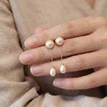Teardrop Pearl Dangle Earrings - Gold Plated Sterling Silver, Lightweight Bridal Gift