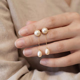 Teardrop Pearl Dangle Earrings - Gold Plated Sterling Silver, Lightweight Bridal Gift
