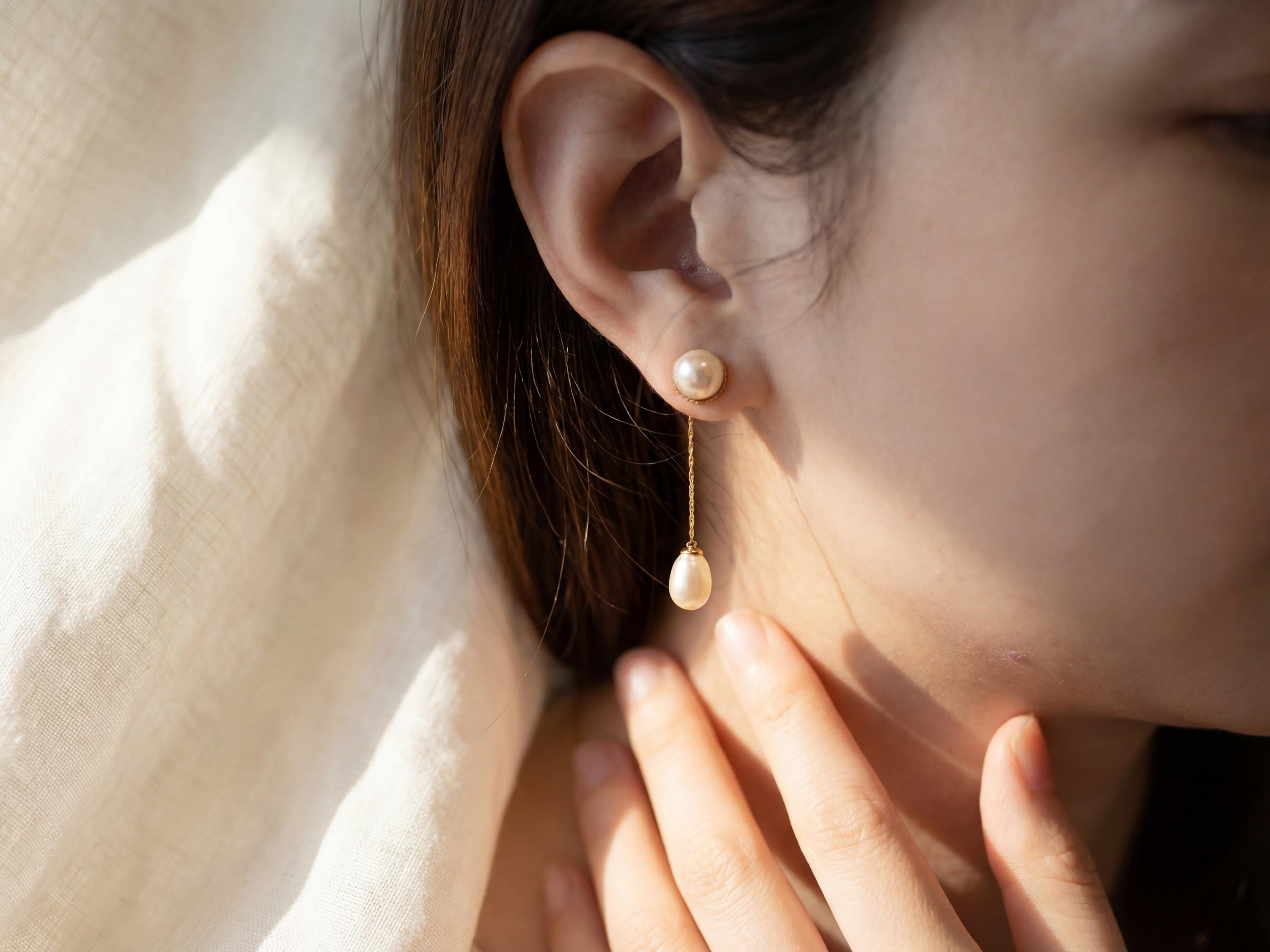 Teardrop Pearl Dangle Earrings - Gold Plated Sterling Silver, Lightweight Bridal Gift