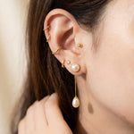 Teardrop Pearl Dangle Earrings - Gold Plated Sterling Silver, Lightweight Bridal Gift
