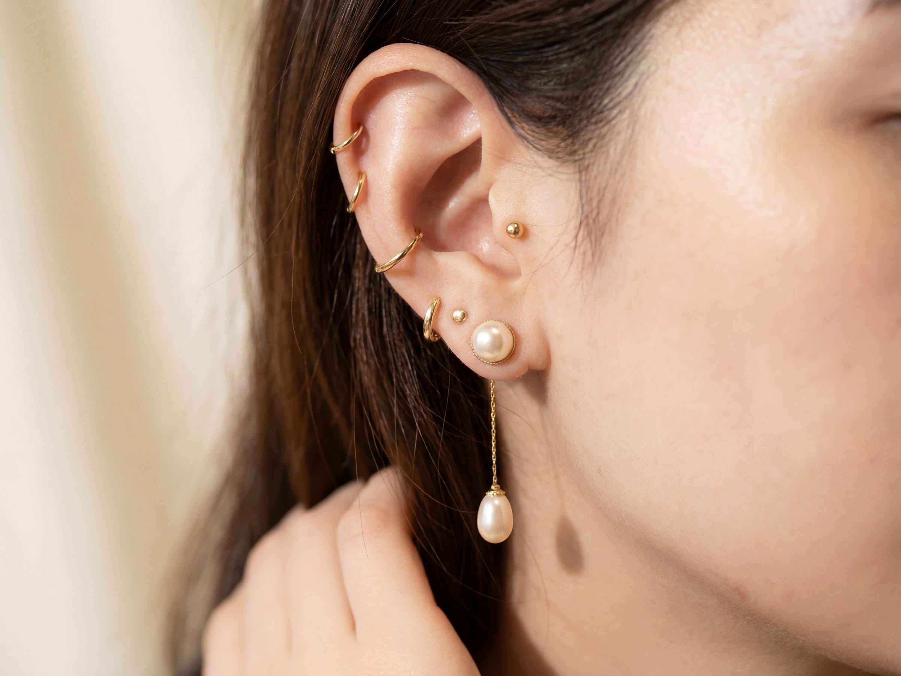 Teardrop Pearl Dangle Earrings - Gold Plated Sterling Silver, Lightweight Bridal Gift