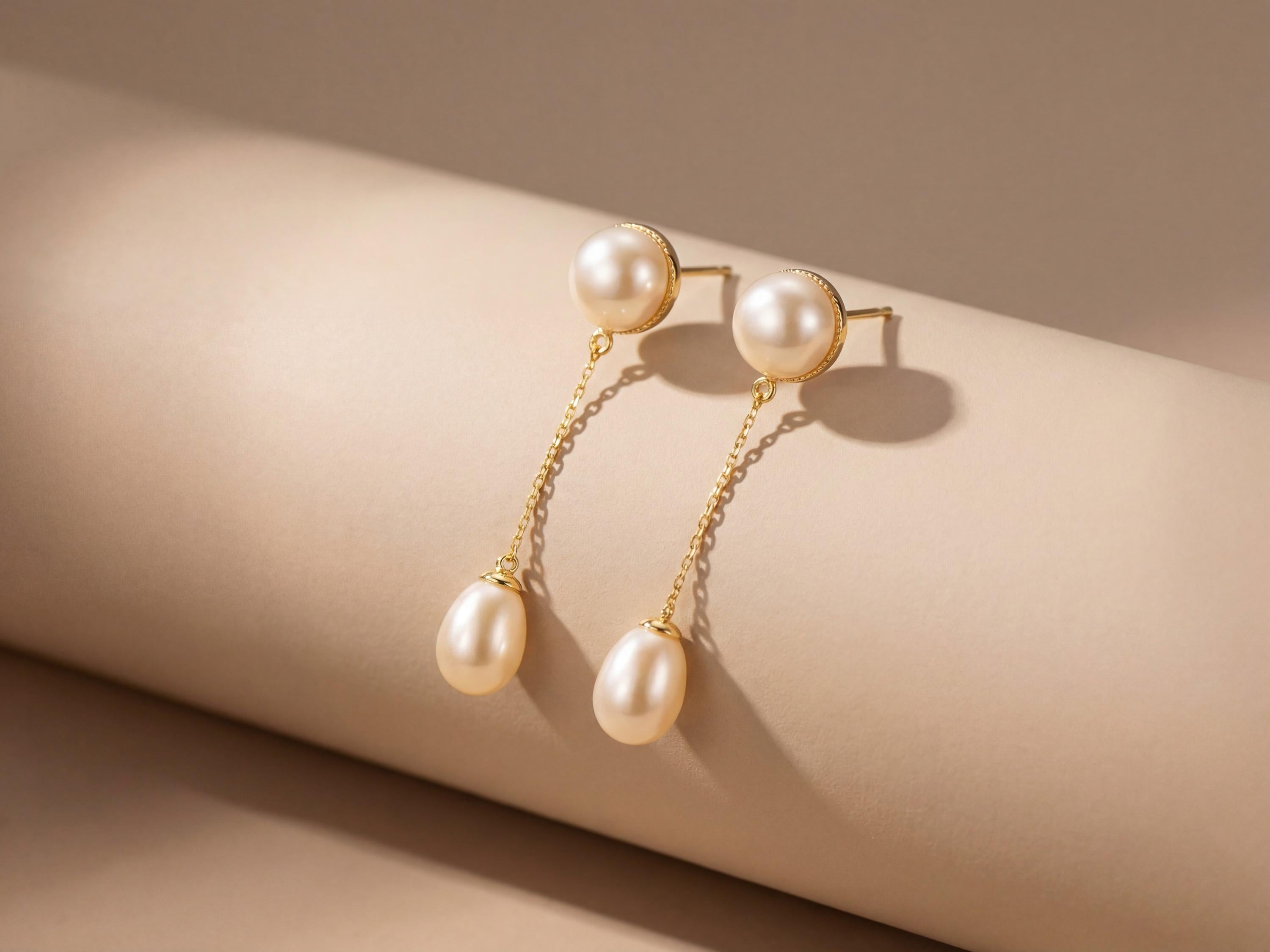 Pearl earrings listing image - Mejuri-like sculptural close-up