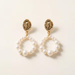 Pearl Charm Hoop Earrings pair