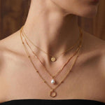 Freshwater Pearl Pendant Necklace - 14K Gold Filled Ball Chain, Dainty Minimalist Gift for Her