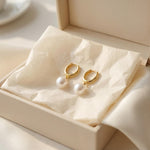 Water Resistant Pearl Hoop Earrings - Gold or Silver Freshwater Pearl Hoops, Summer Travel Gift