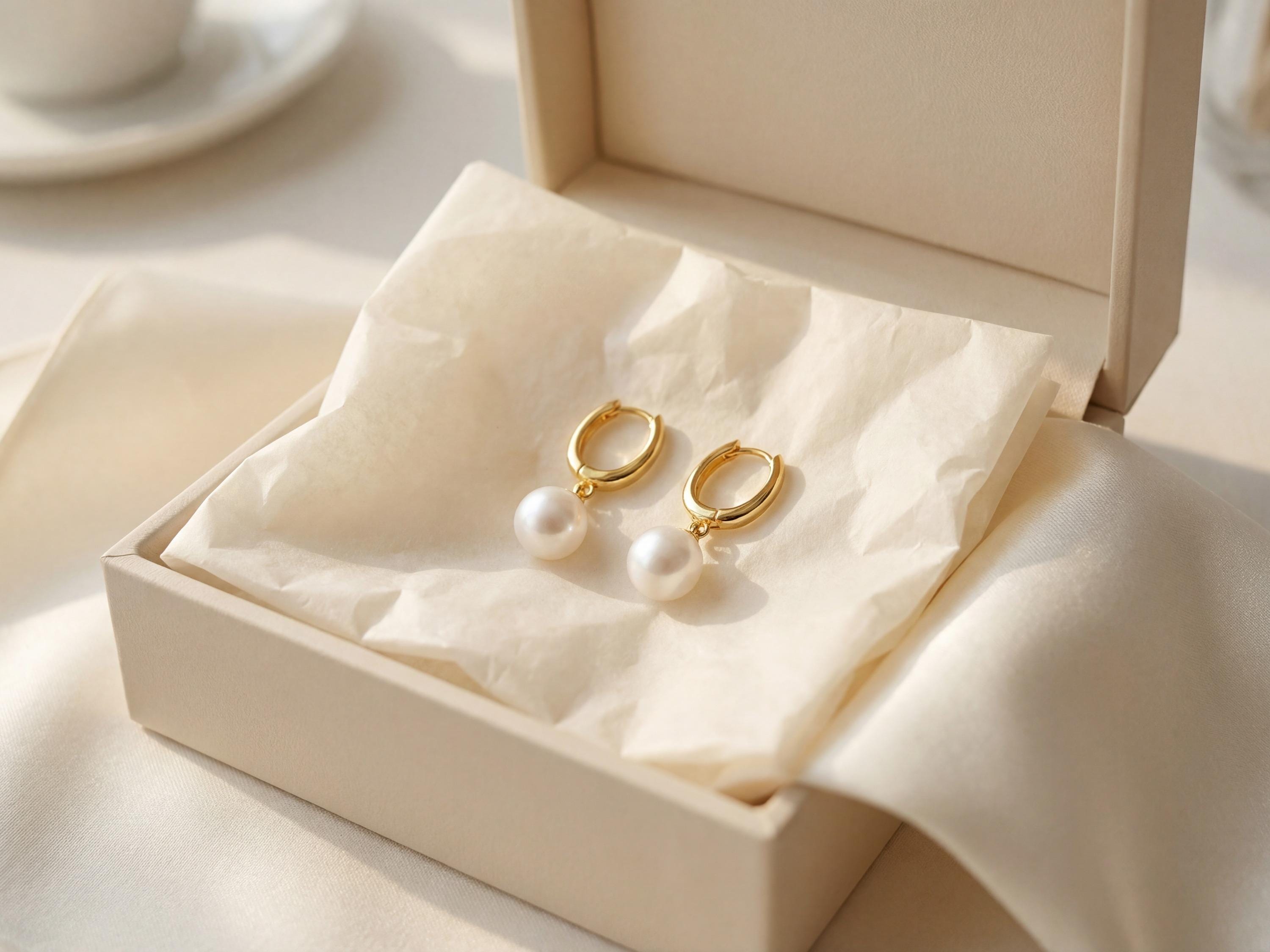 Water Resistant Pearl Hoop Earrings - Gold or Silver Freshwater Pearl Hoops, Summer Travel Gift