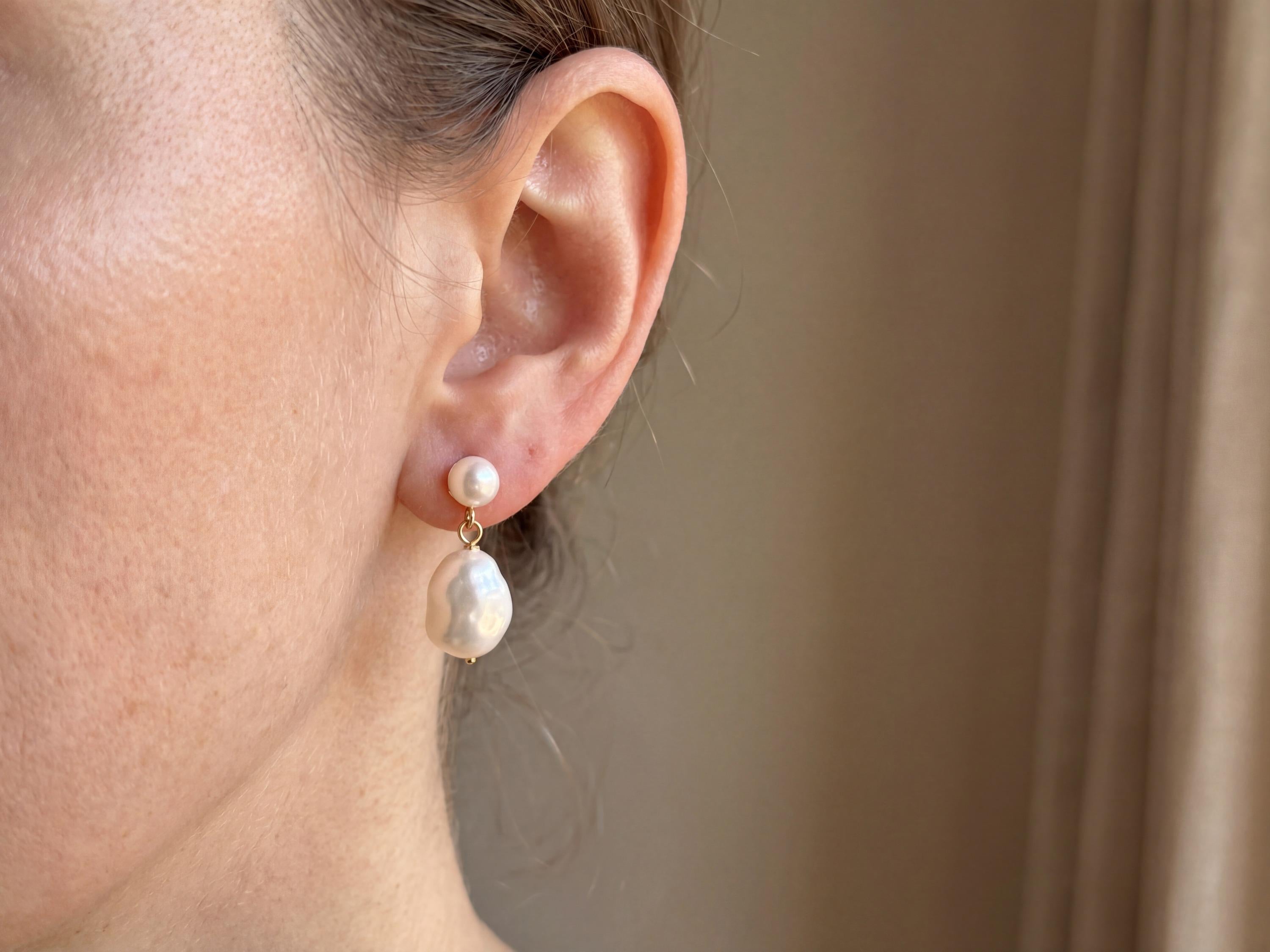 Pearl earrings listing image - On-ear lifestyle crop