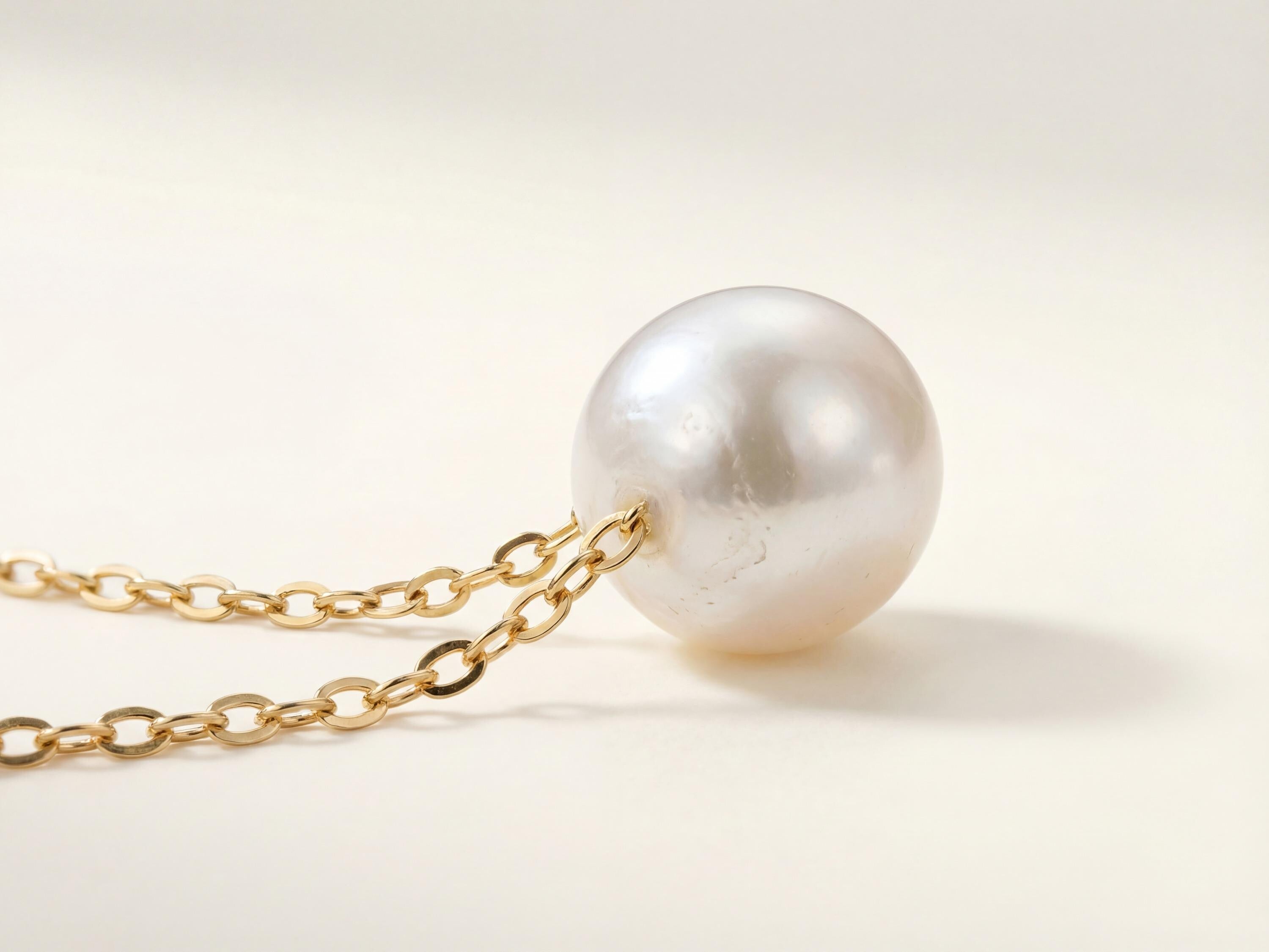 Edison Pearl Necklace - 18K Gold Chain, Large Freshwater Pearl Bridal Gift for Her