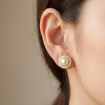 Pearl earrings listing image - On-ear lifestyle crop
