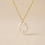 Freshwater Pearl Flower Necklace: Gold Plated Minimalist Jewelry