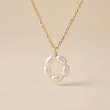 Freshwater Pearl Flower Necklace: Gold Plated Minimalist Jewelry